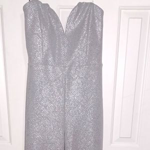 Silver strapless jumpsuit
